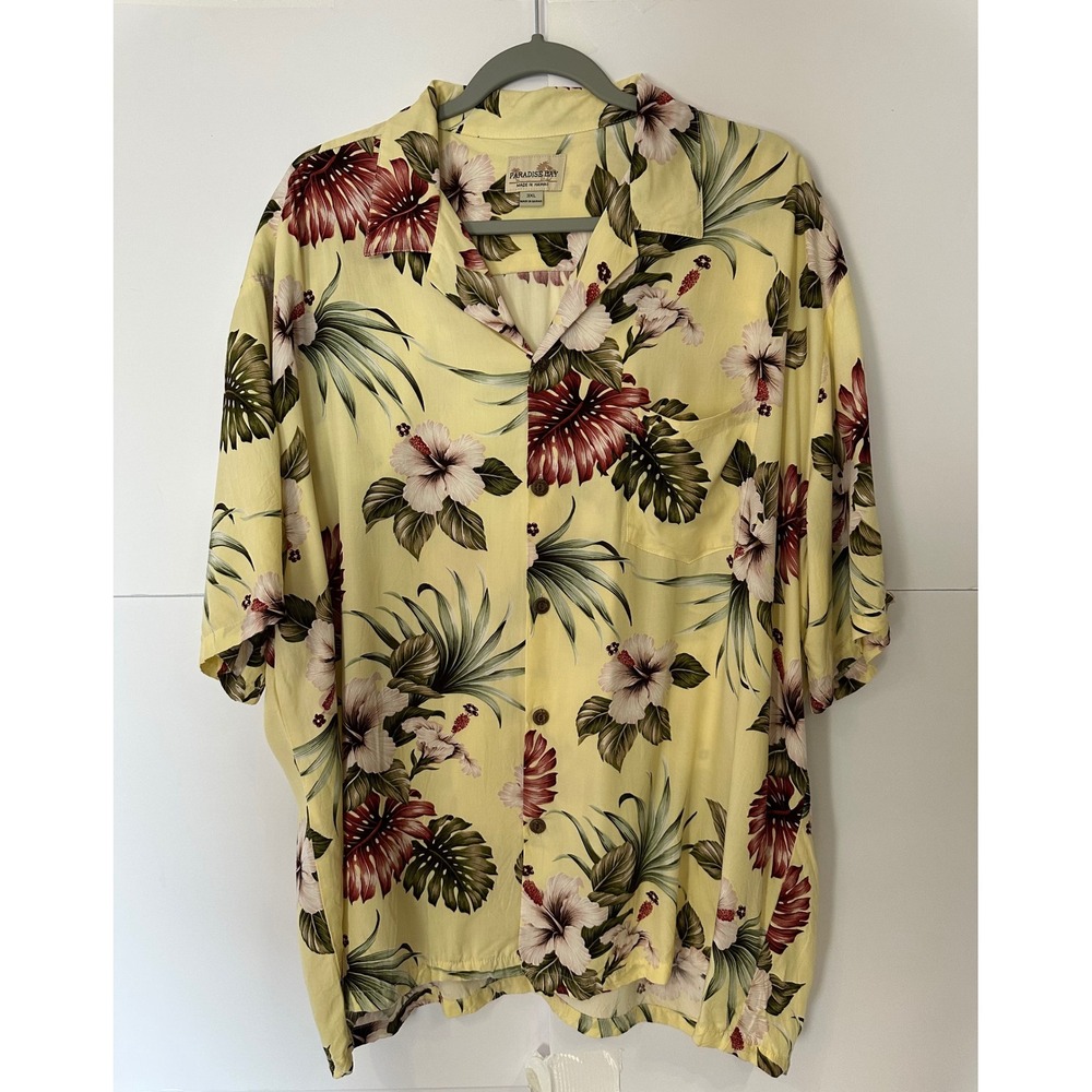Paradise Bay Hawaiian Shirt Floral Tropical Made in Hawaii Aloha 3XL